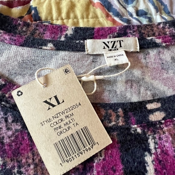 NZT Sweet Dreams Long Sleeve Printed Vines Popover Top  Nic + Zoe Pink Multi - Picture 9 of 15